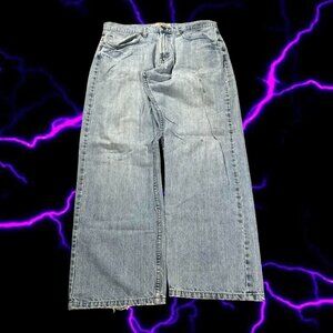 vintage y2k acid washed light blue baggy jeans